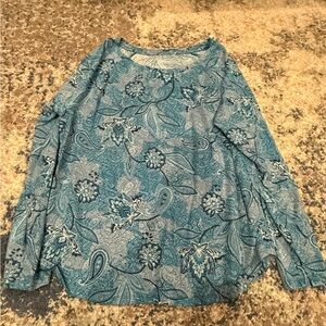 Floral Blue Long Sleeve Women's Top